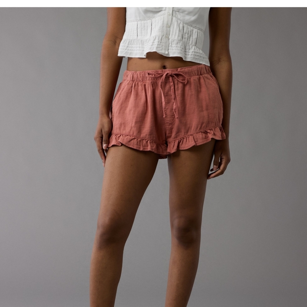 American Eagle Outfitters Ruffle Shorts, Ruddle Linen shorts, XS Aerie Shorts